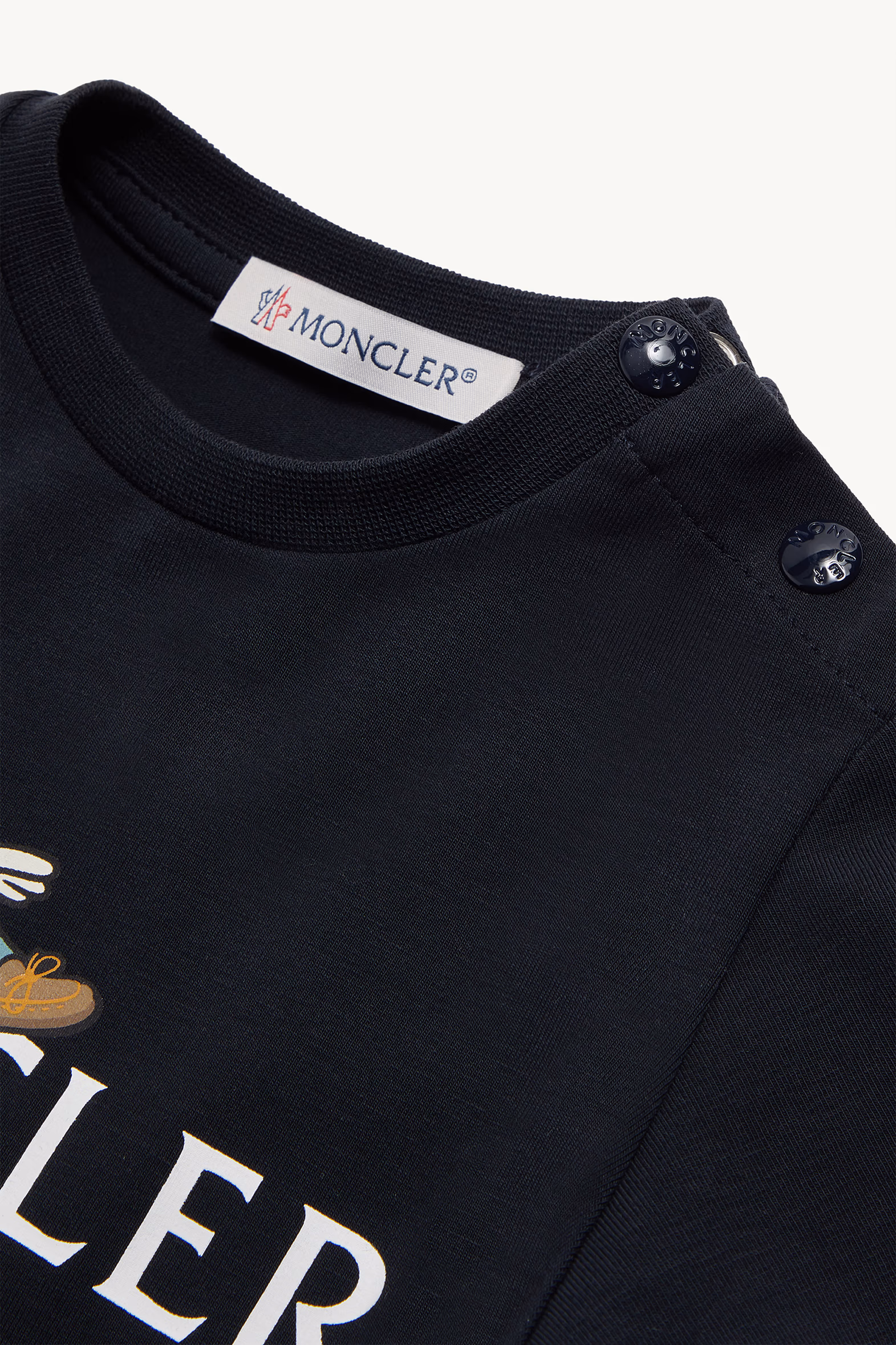Duck Logo Cotton T-Shirt Boy Navy Blue Moncler 2